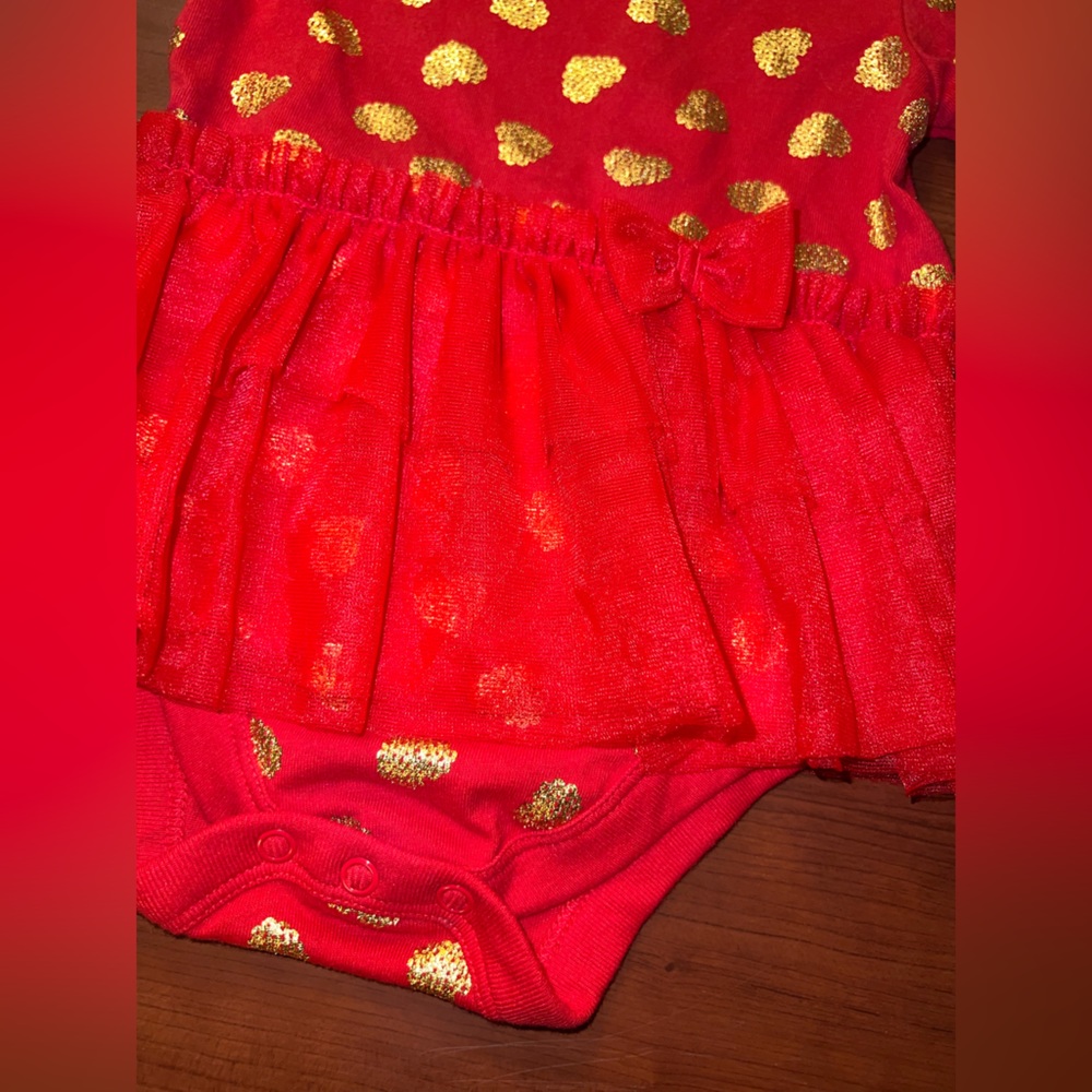 Garanimals baby girl onesie one piece tutu red hearts 6 9 months LN holiday - Picture 6 of 6